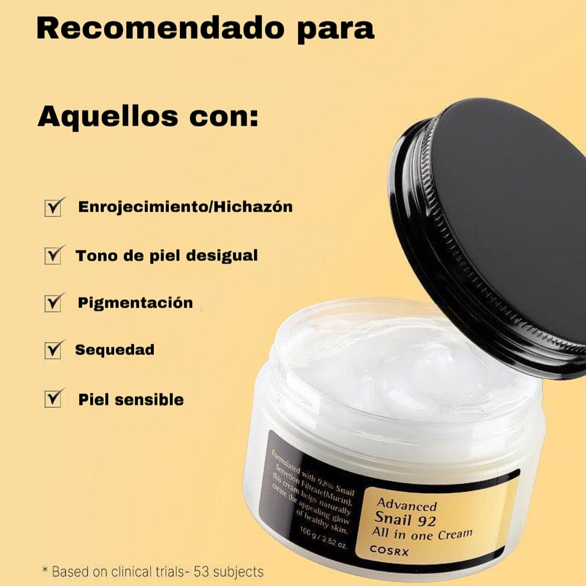 COSRX- Crema hidratante Caracol avanzado 92 Todo en Uno. 100g