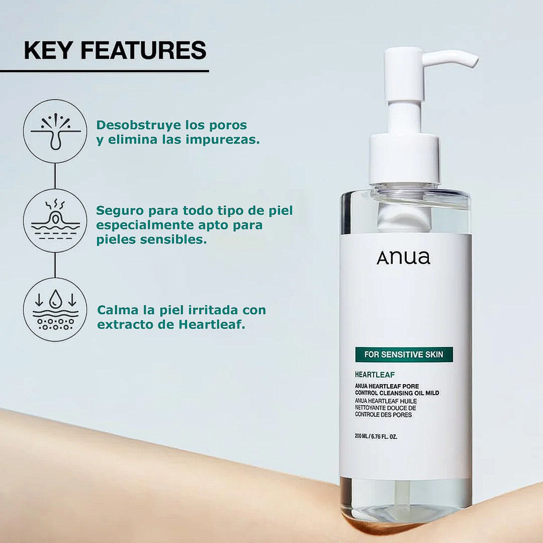 ANUA- Aceite Limpiador para el control de los poros Suave Heartleaf. 200ml